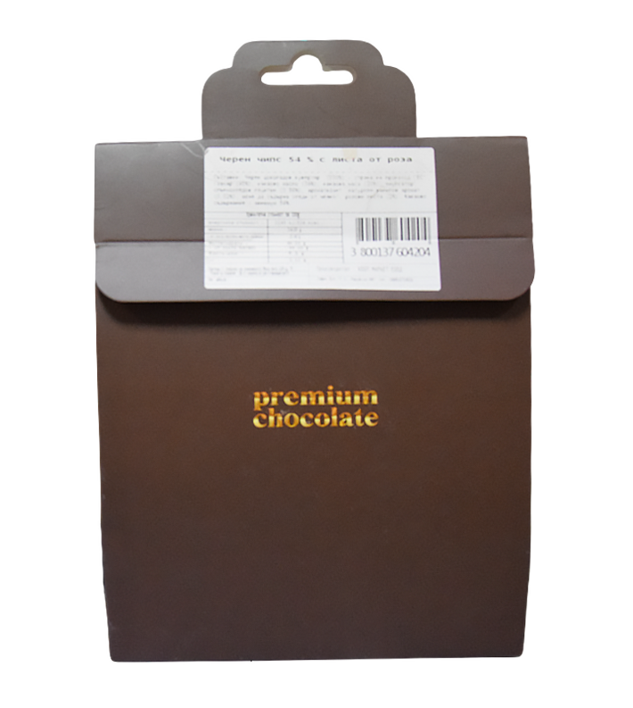 Чипс от черен шоколад с листа от роза 150 г