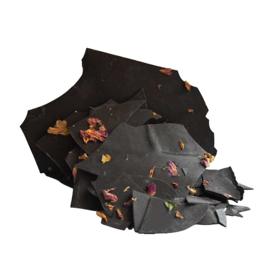Чипс от черен шоколад с листа от роза 150 г