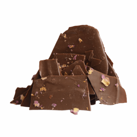 Чипс от млечен шоколад с листа от роза 150 г