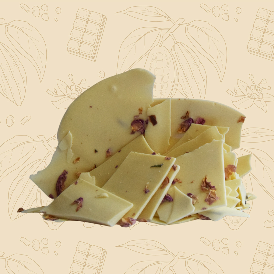 Чипс бял шоколад с листа от роза 150 г