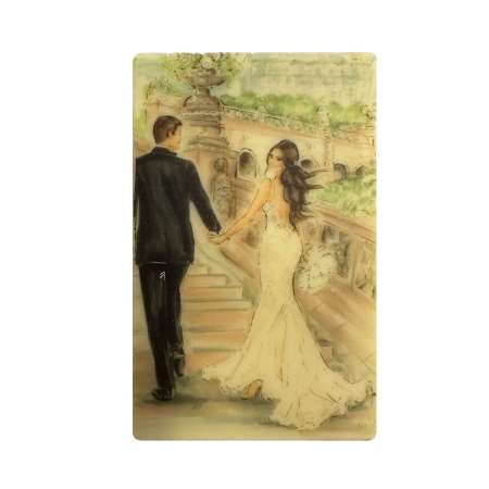 Правоъгълна визитка "Сватба" – 8/5 см. с цветен принт