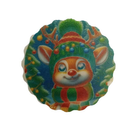 Кръгла коледна визитка елен 22 г