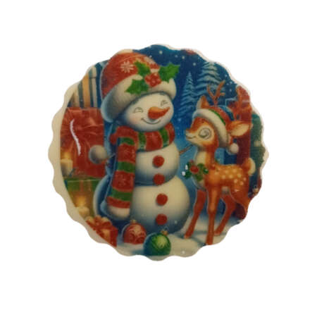 Кръгла коледна визитка снежен човек 22 г