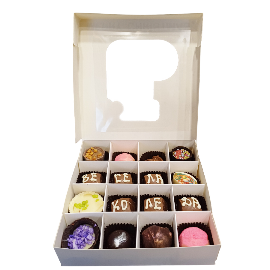 Ръчно изработени бонбони „Асорти“ с надпис "Весела Коледа" - 16 бр.